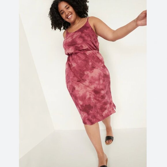 *Old Navy Waist-Defined Tie-Dye Slub-Knit Midi Cami Dress - Picture 1 of 11